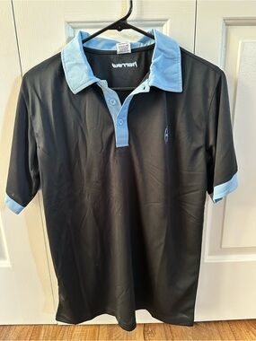 Harrow Black Polo with Light Blue Contrast Collar
